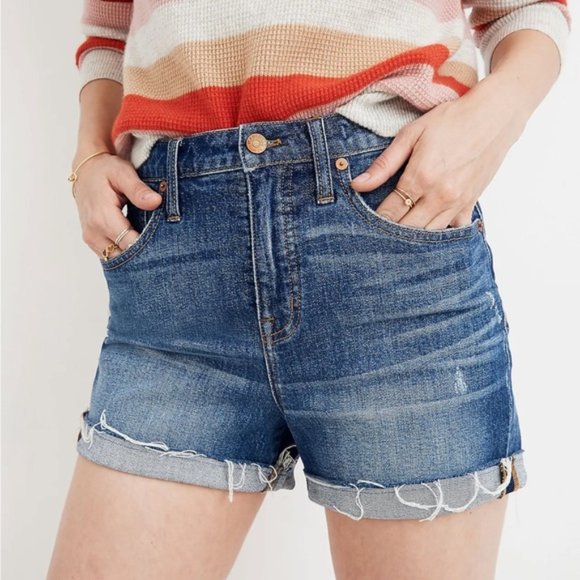 Madewell Pants - Madewell High-Rise Denim Shorts in Glenoaks Wash: Cutoff Edition